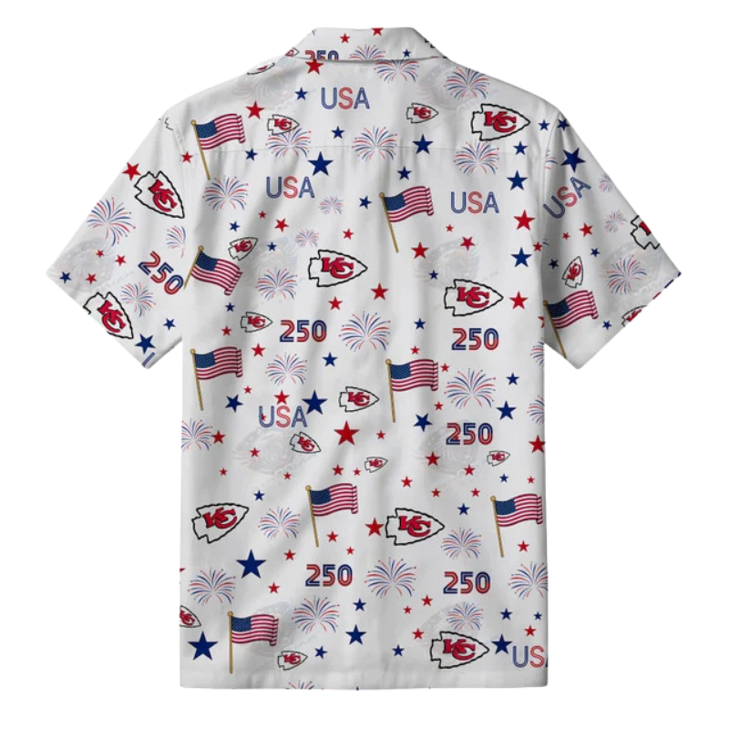 LIMITED EDITION - NEW CUSTOMIZED NFL01 KCC KANSAS CITY CHIEFS PATRIOTIC 250 USA HAWAIIAN SHIRT