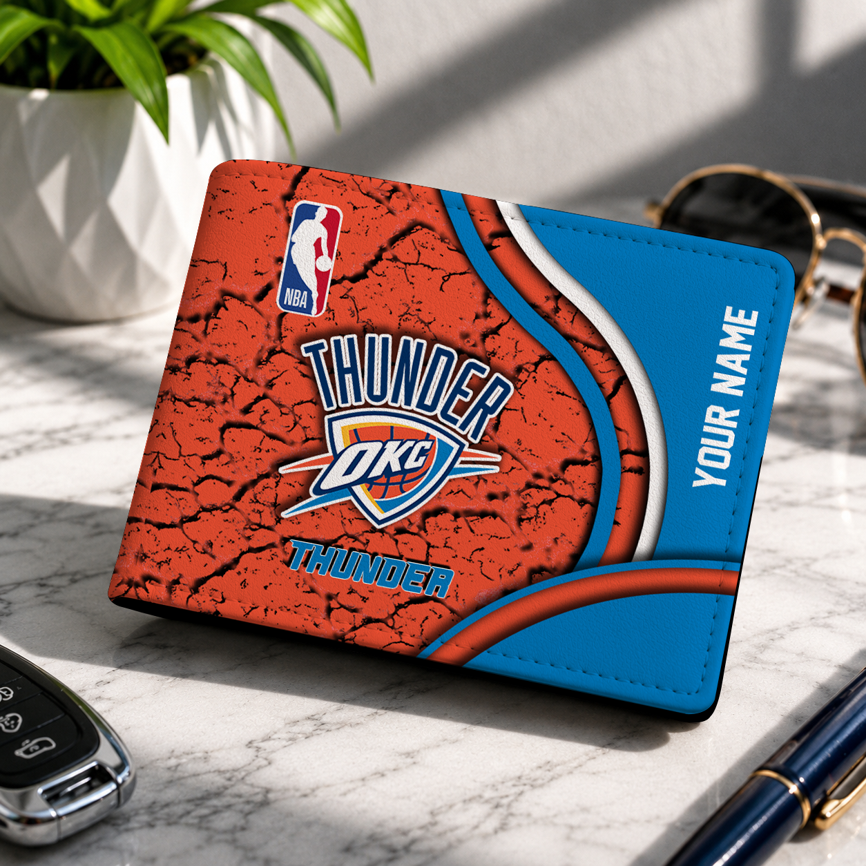 VIRAL EDITION - NEW CUSTOMIZED NBA01 OCT OKLAHOMA CITY THUNDER LEATHER WALLET