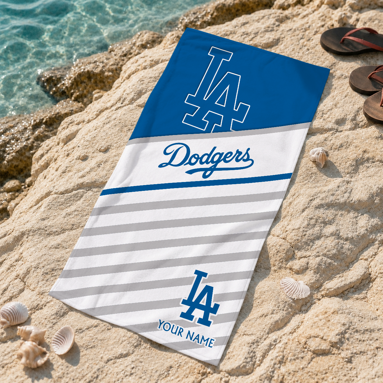 HOT DEAL - NEW CUSTOMIZED MLB02 LAD LOS ANGELES DODGERS BEACH TOWEL FOR FAN