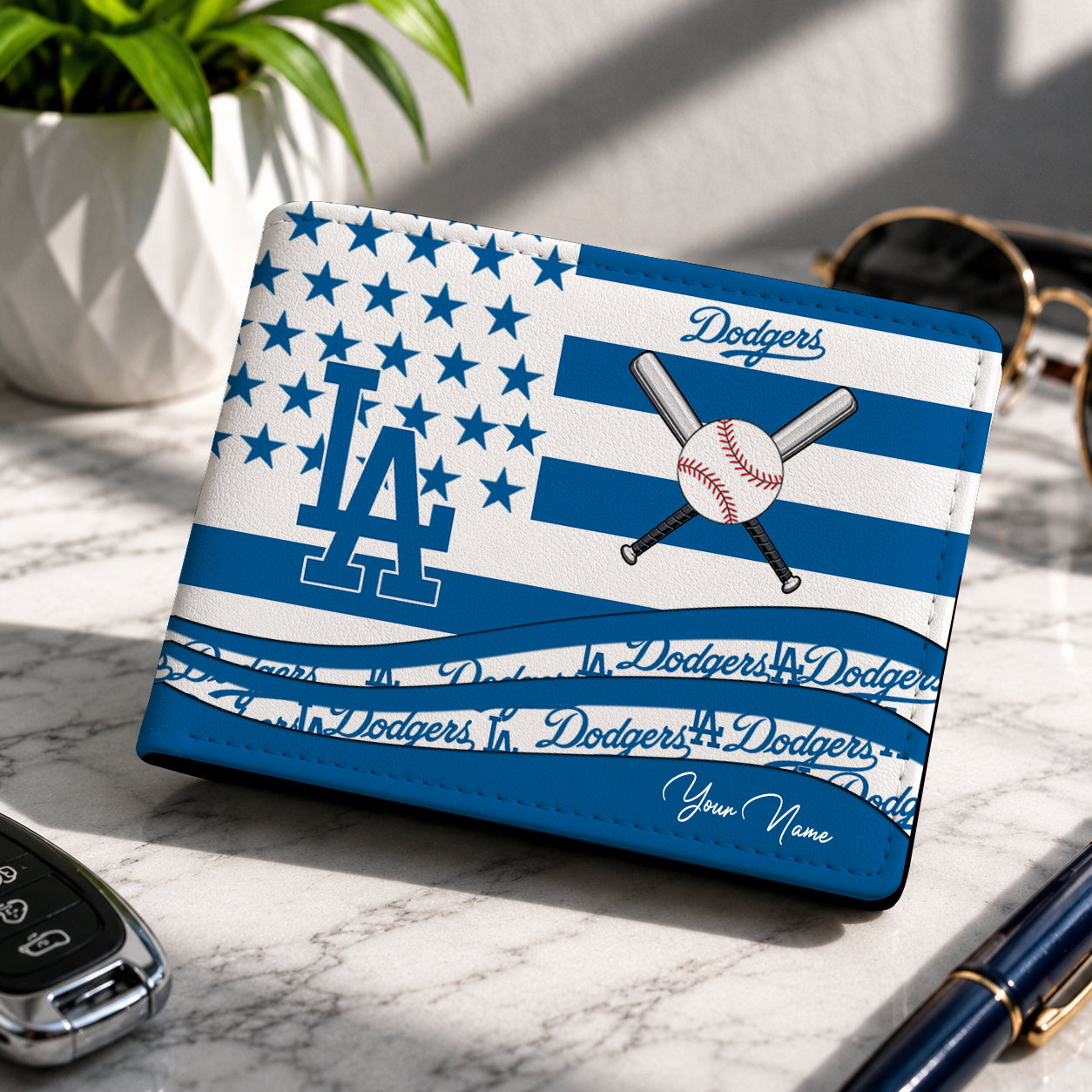 LIMITED EDITION - NEW CUSTOMIZED MLB02 LAD LOS ANGELES DODGERS LEATHER WALLET