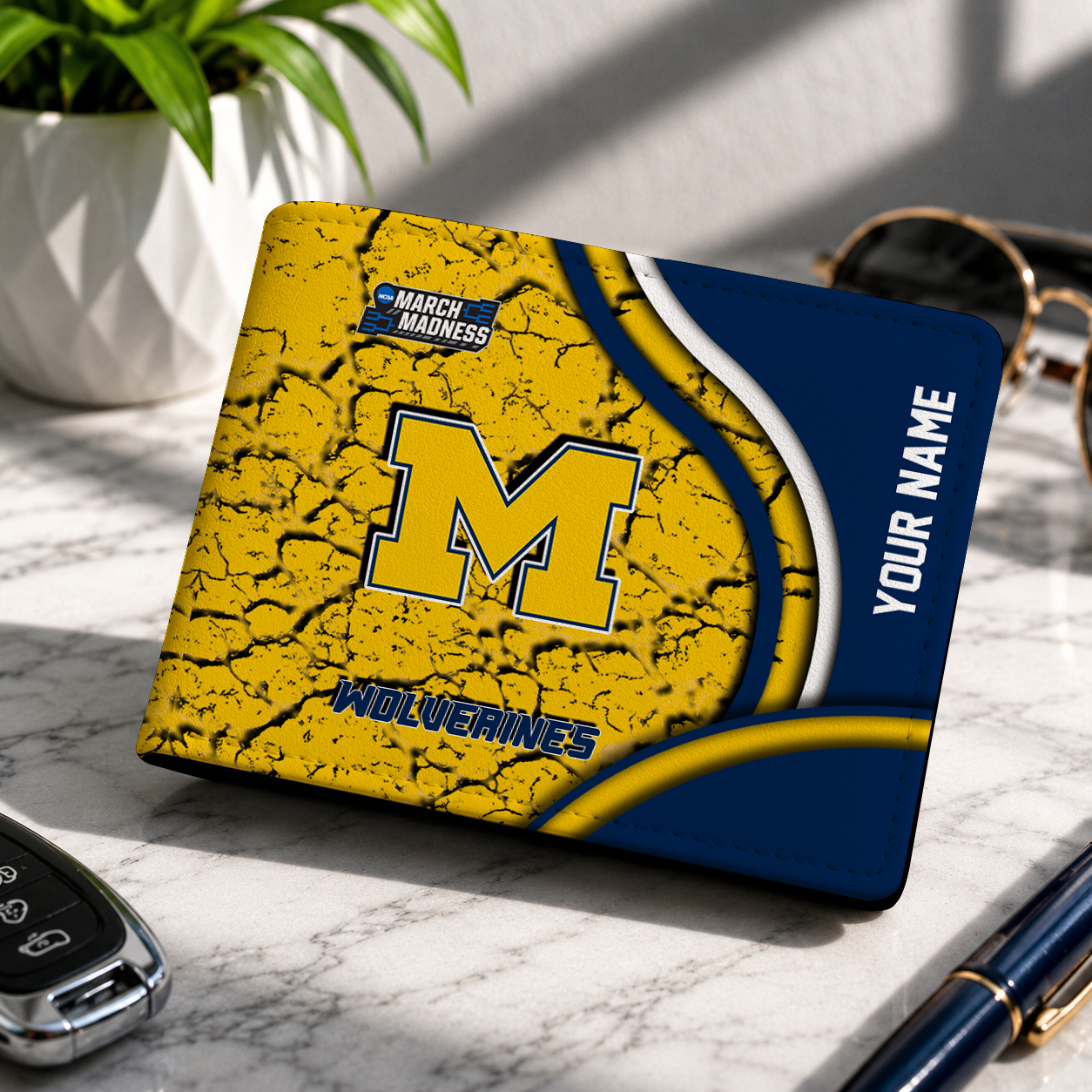 FINAL CLEARANCE - NEW CUSTOMIZED NCAA MAM02 MIW MICHIGAN WOLVERINES LEATHER WALLET