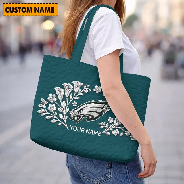 ELITE EDITION - NEW CUSTOMIZED NFL02 PPE PHILADELPHIA EAGLES QUILTED TOTE BAG