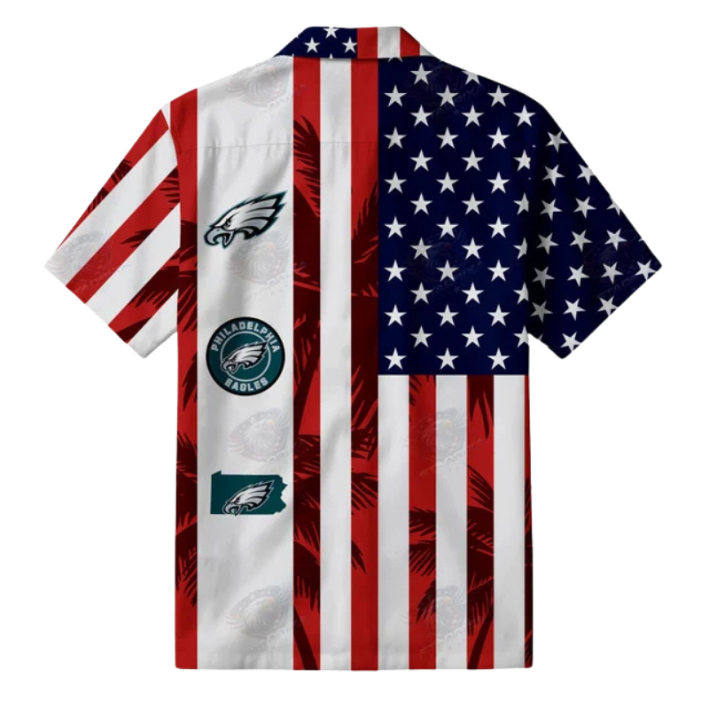 LIMITED EDITION - NEW CUSTOMIZED NFL02 PPE PHILADELPHIA EAGLES PATRIOTIC 250 USA HAWAIIAN SHIRT