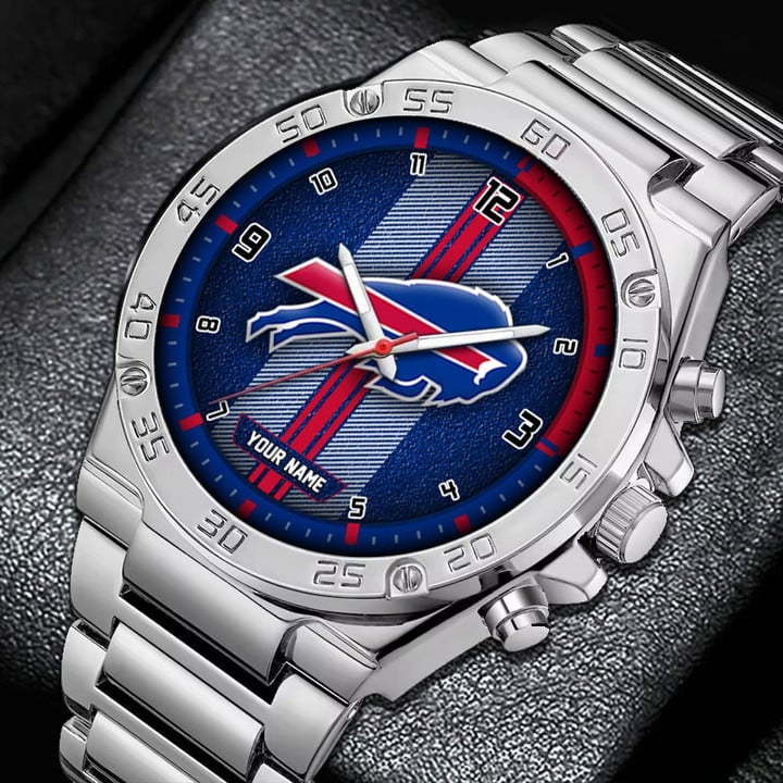 LIMITED EDITION - NEW CUSTOMIZED NFL03 BFB BUFFALO BILLS LUXURY STAINLESS STEEL WATCH