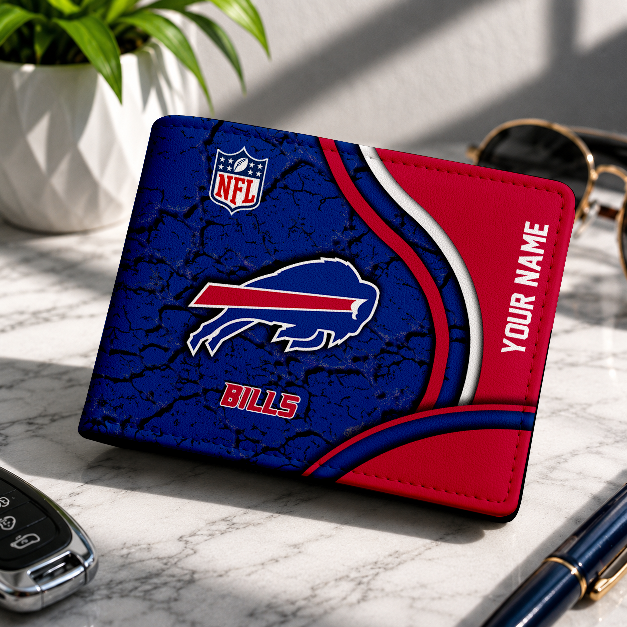 MEGA SALE - NEW CUSTOMIZED NFL03 BFB BUFFALO BILLS LEATHER WALLET