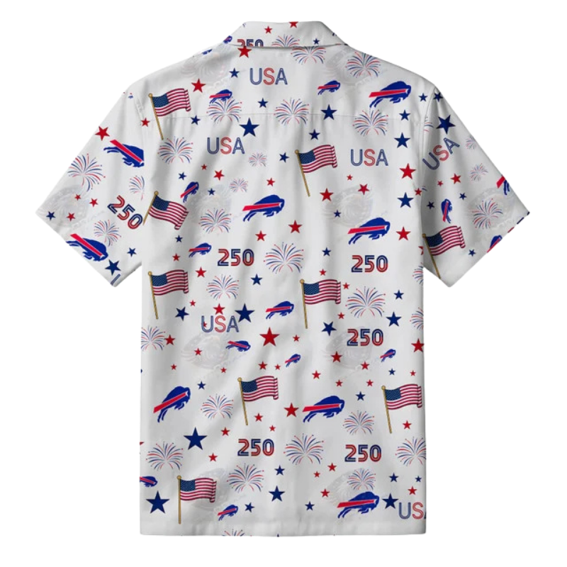 LIMITED EDITION - NEW CUSTOMIZED NFL03 BFB BUFFALO BILLS PATRIOTIC 250 USA HAWAIIAN SHIRT