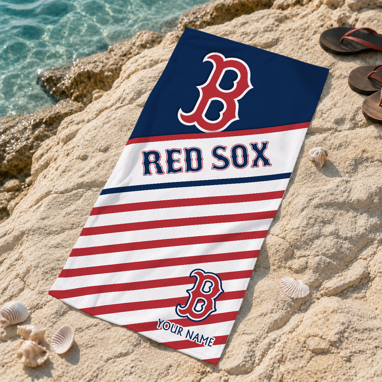 HOT DEAL - NEW CUSTOMIZED MLB03 BRS BOSTON RED SOX BEACH TOWEL FOR FAN