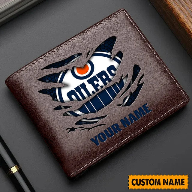 LIMITED EDITION - NEW CUSTOMIZED NHL03 EMO EDMONTON OILERS LEATHER WALLET