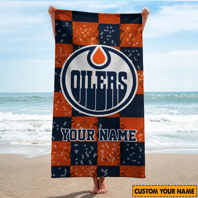 LIMITED EDITION - NEW CUSTOMIZED NHL03 EMO EDMONTON OILERS BEACH TOWEL FOR FAN