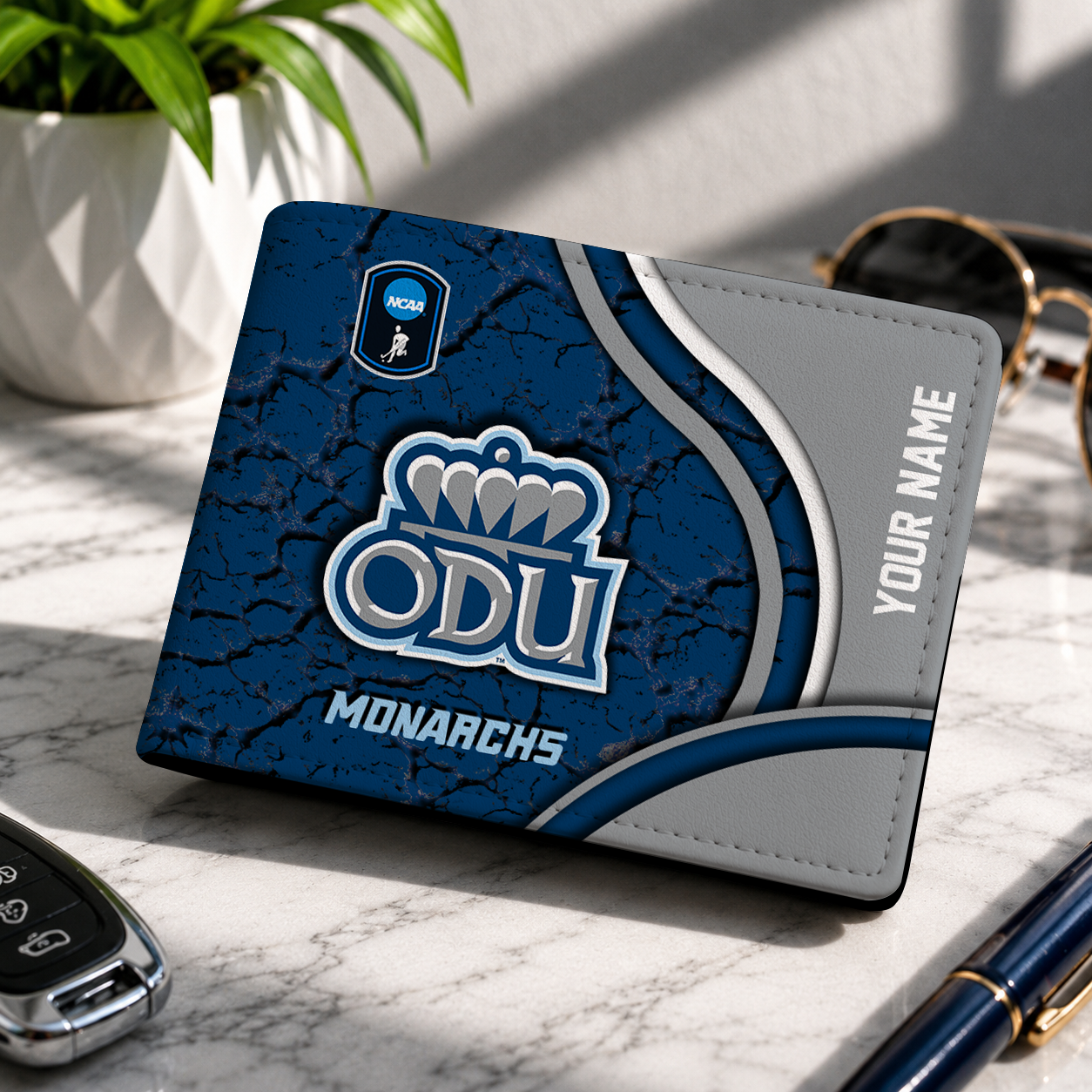 VIRAL EDITION - NEW CUSTOMIZED NCAA CFH03 ODM OLD DOMINION MONARCHS LEATHER WALLET