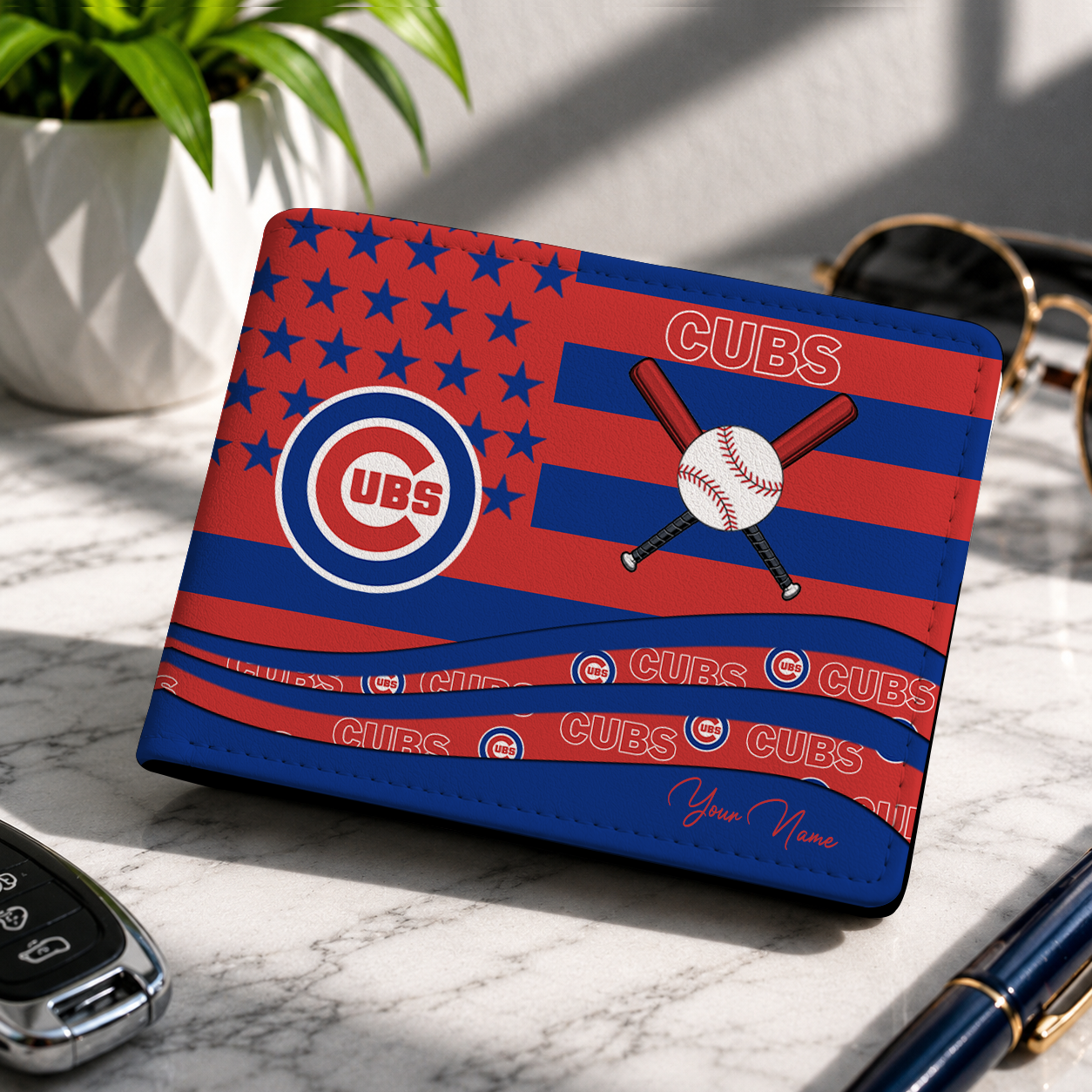 LIMITED EDITION - NEW CUSTOMIZED MLB04 CCS CHICAGO CUBS LEATHER WALLET