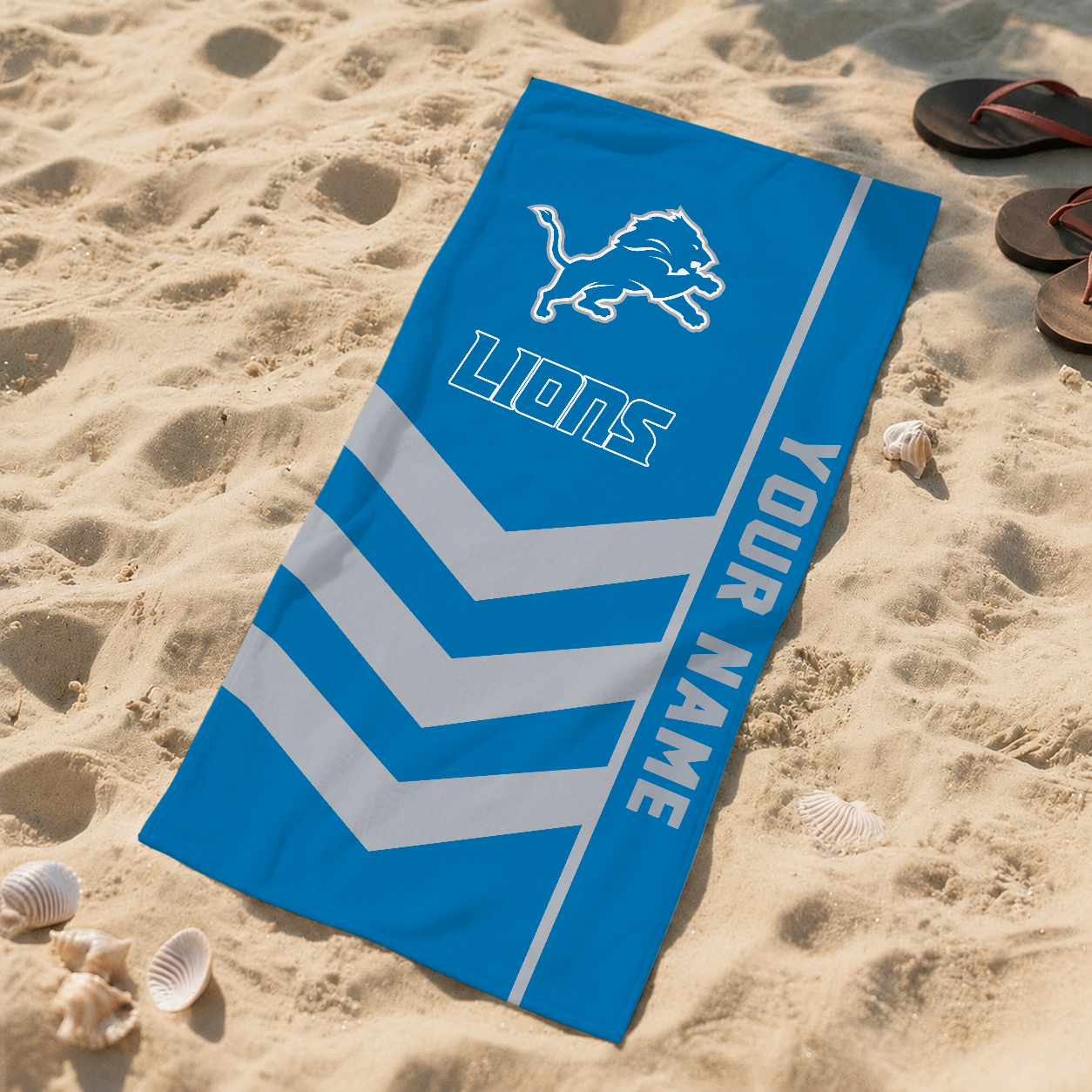 SPECIAL EDITION - NEW CUSTOMIZED NFL04 DTL DETROIT LIONS BEACH TOWEL