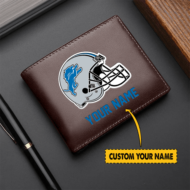 LIMITED EDITION - NEW CUSTOMIZED NFL04 DT LIONS LEATHER WALLET