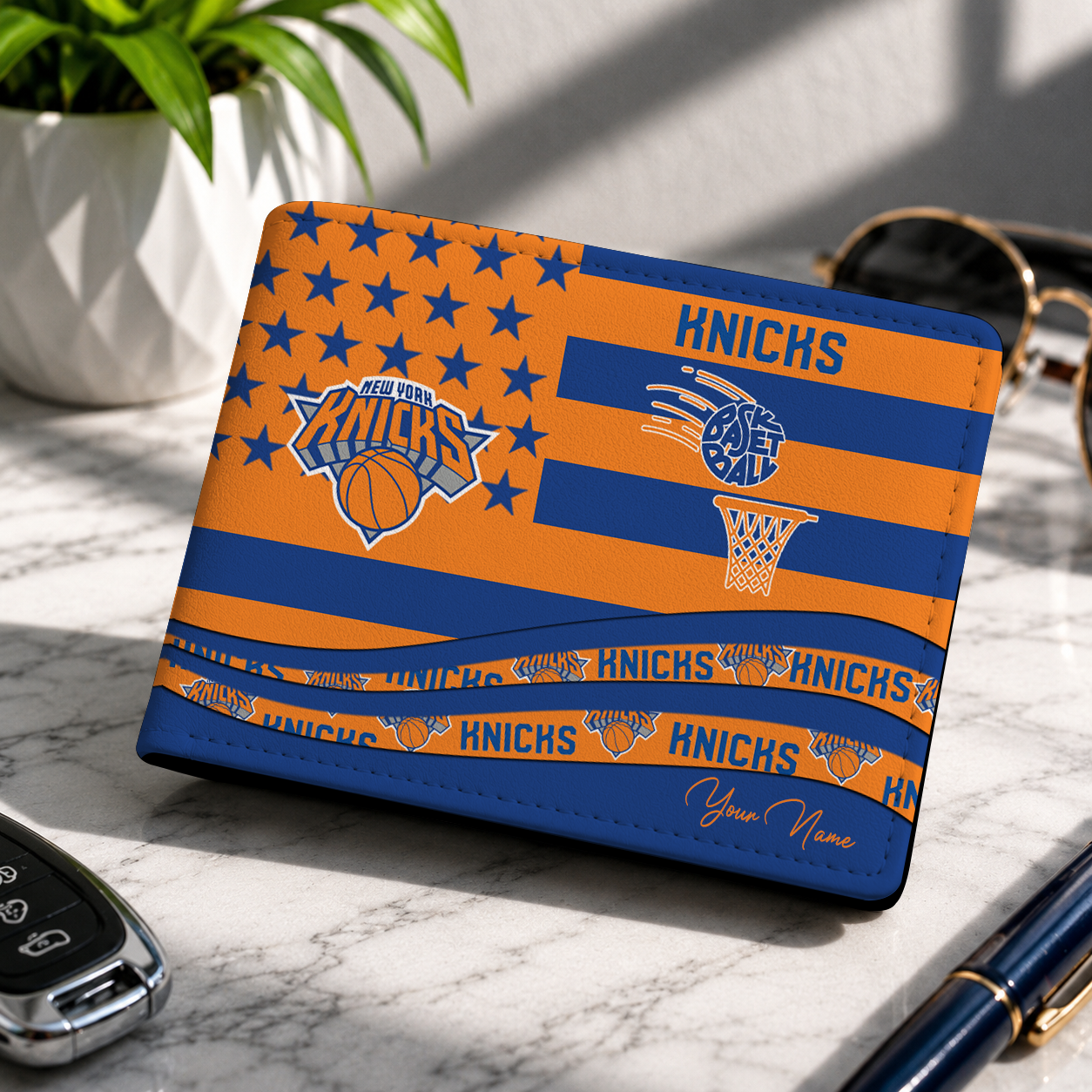 SPECIAL EDITION - NEW CUSTOMIZED NBA04 NYK NEW YORK KNICKS LEATHER WALLET