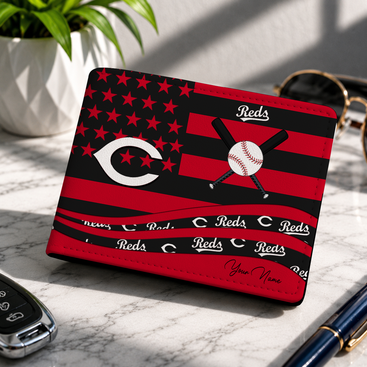 LIMITED EDITION - NEW CUSTOMIZED MLB05 CRS CINCINNATI REDS LEATHER WALLET