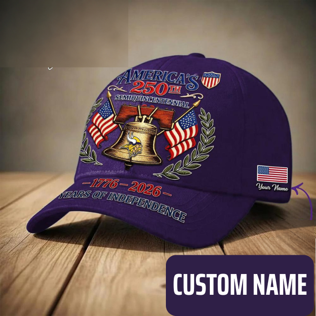 ELITE EDITION - NEW CUSTOMIZED NFL05 MVK MINNESOTA VIKINGS INDEPENDENCE DAY CAP