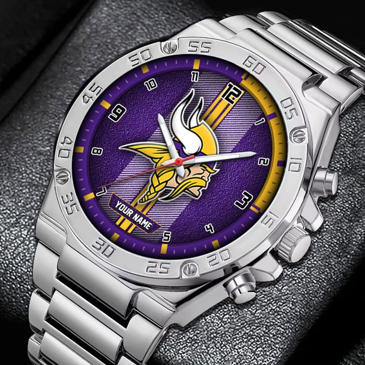 LIMITED EDITION - NEW CUSTOMIZED NFL05 MVK MINNESOTA VIKINGS LUXURY STAINLESS STEEL WATCH