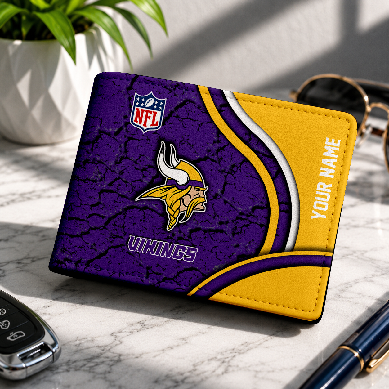 MEGA SALE - NEW CUSTOMIZED NFL05 MVK MINNESOTA VIKINGS LEATHER WALLET