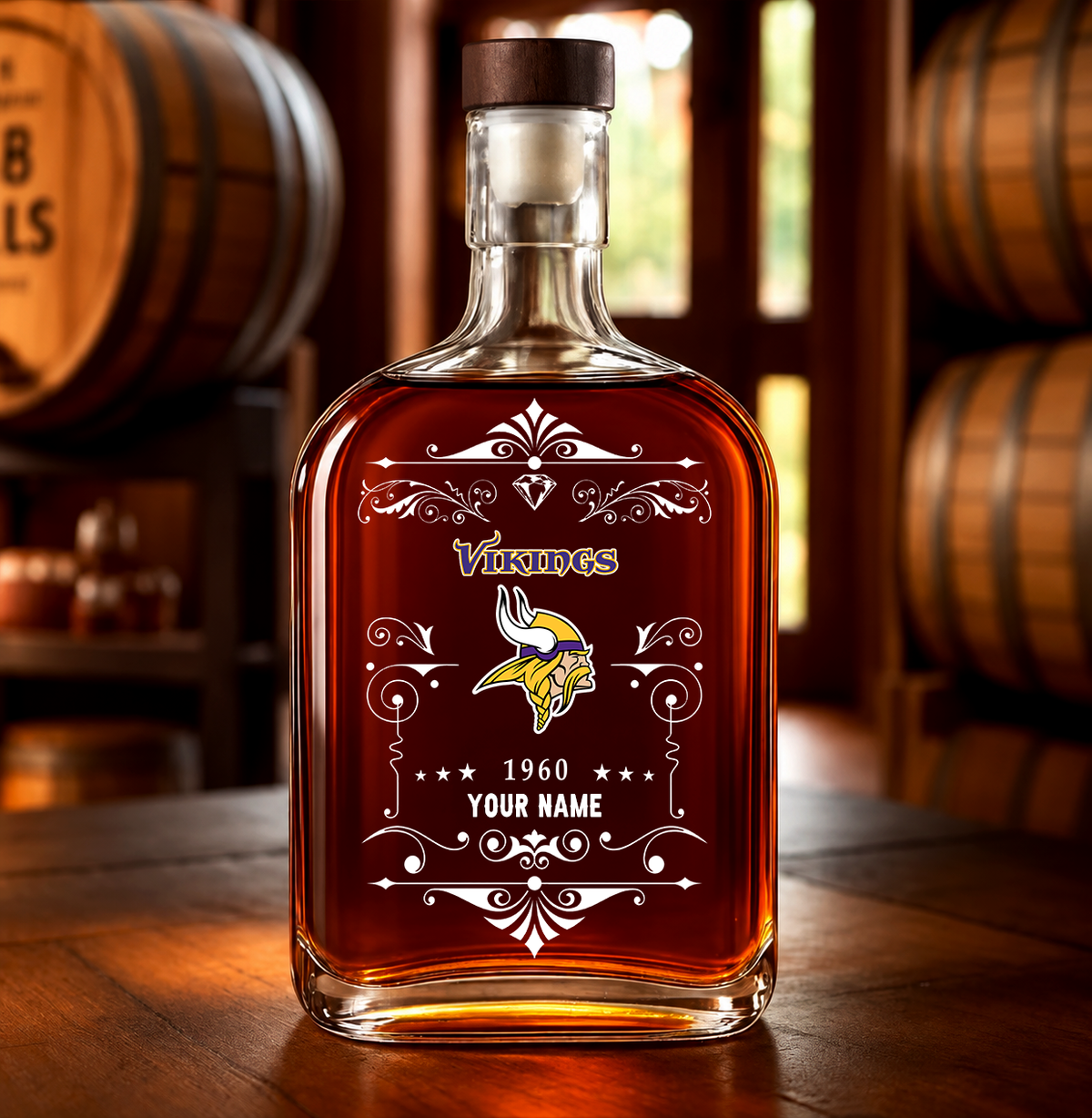 EXCLUSIVE EDITION - NEW CUSTOMIZED NFL05 MVK MINNESOTA VIKINGS LUXURY WHISKEY BOTTLE 450ML