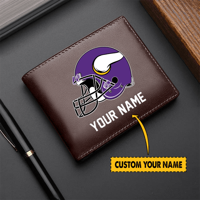 LIMITED EDITION - NEW CUSTOMIZED NFL05 MN VIKINGS LEATHER WALLET