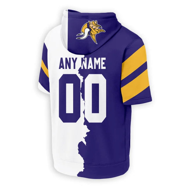 LIMITED EDITION - NEW CUSTOMIZED NFL05 MVK MINNESOTA VIKINGS SHORT SLEEVE HOODIE T-SHIRT