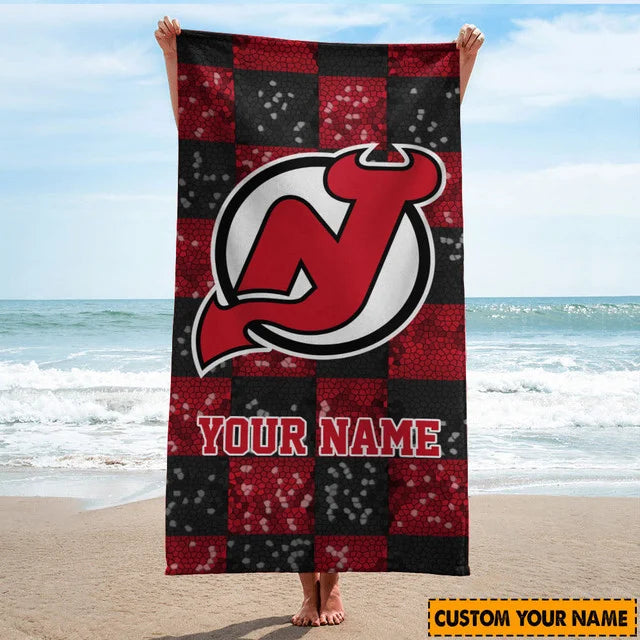 LIMITED EDITION - NEW CUSTOMIZED NHL06 NJD NEW JERSEY DEVILS BEACH TOWEL FOR FAN