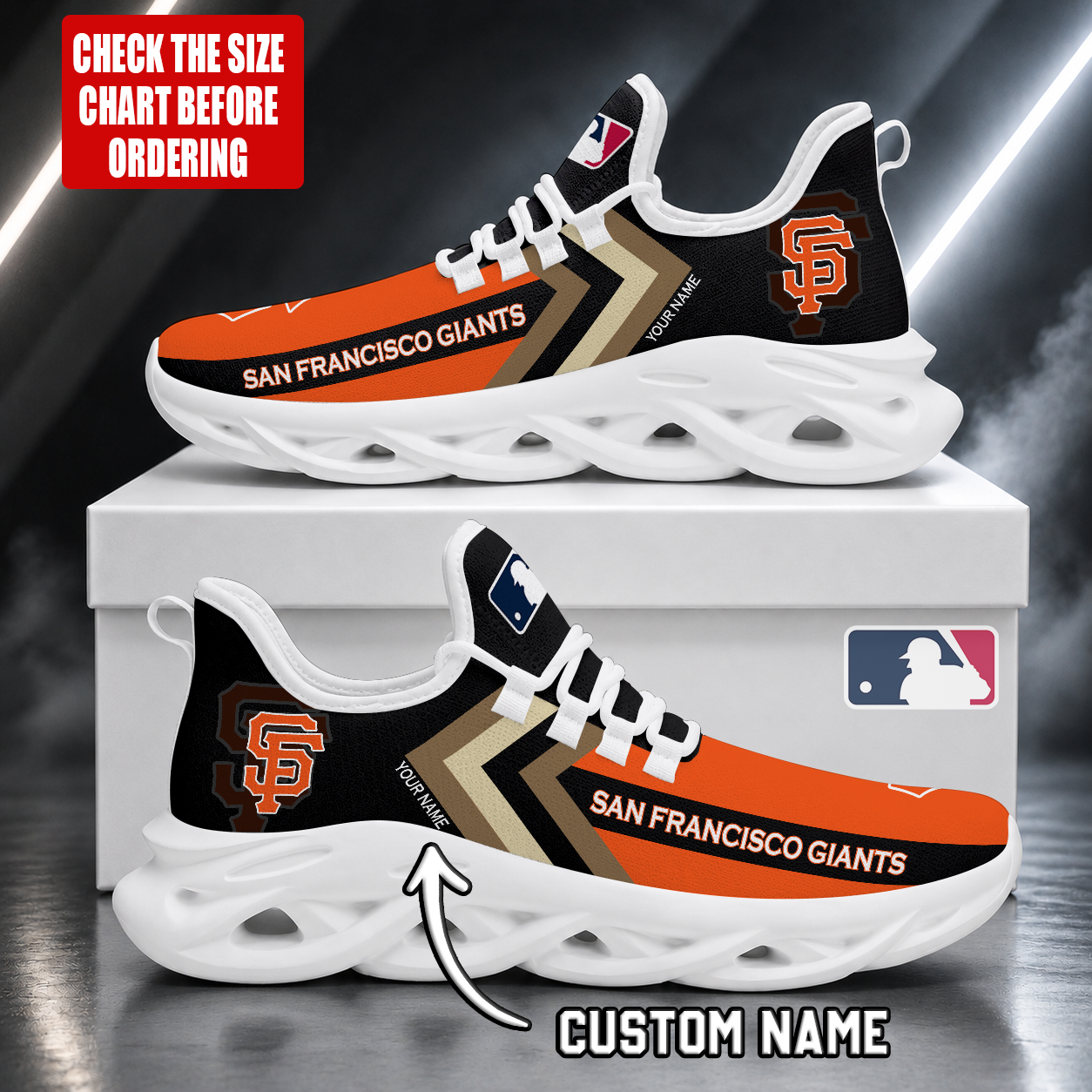 LIMITED EDITION - NEW CUSTOMIZED MLB06 SFG SAN FRANCISCO GIANTS MAX SOUL SHOES