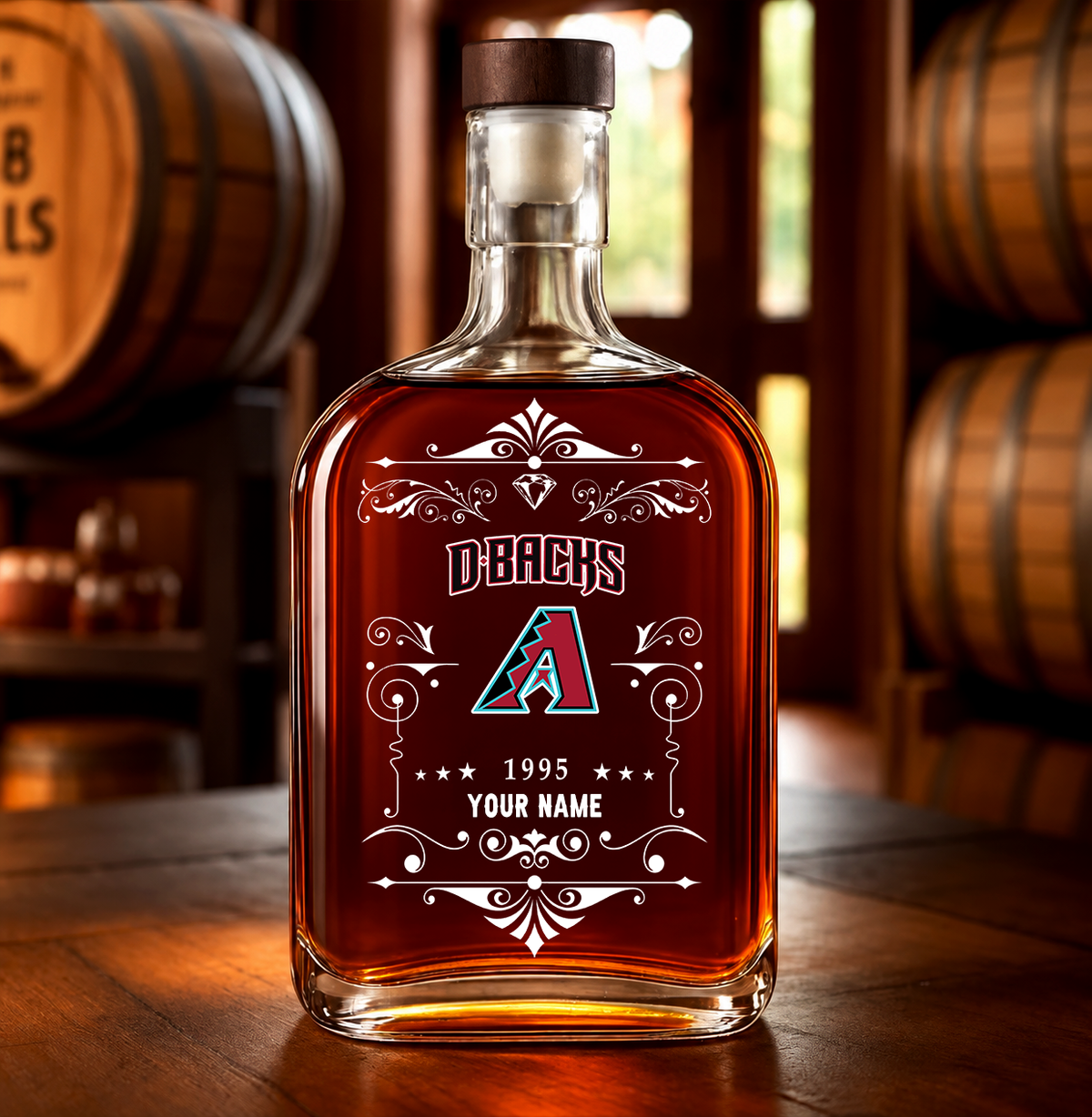 EXCLUSIVE EDITION - NEW CUSTOMIZED MLB07 ADS ARIZONA DIAMONDBACKS LUXURY WHISKEY BOTTLE 450ML