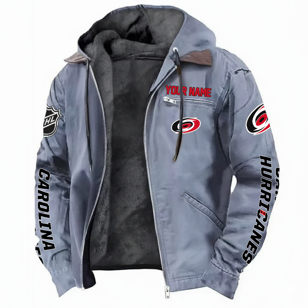 LIMITED EDITION - NEW CUSTOMIZED NHL07 CLH CAROLINA HURRICANES HOODED CARDIGAN JACKET