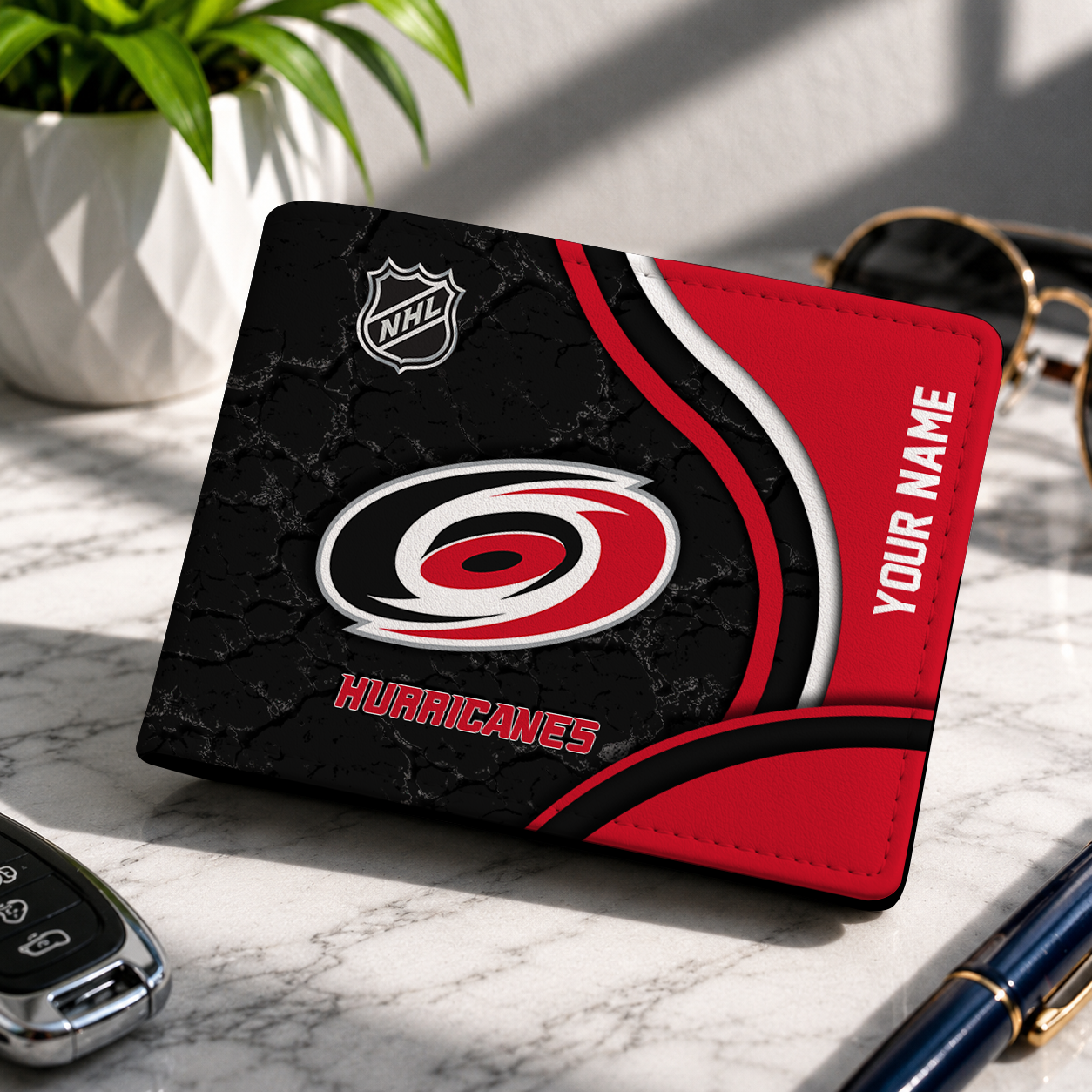 FINAL CLEARANCE - NEW CUSTOMIZED NHL07 CLH CAROLINA HURRICANES LEATHER WALLET