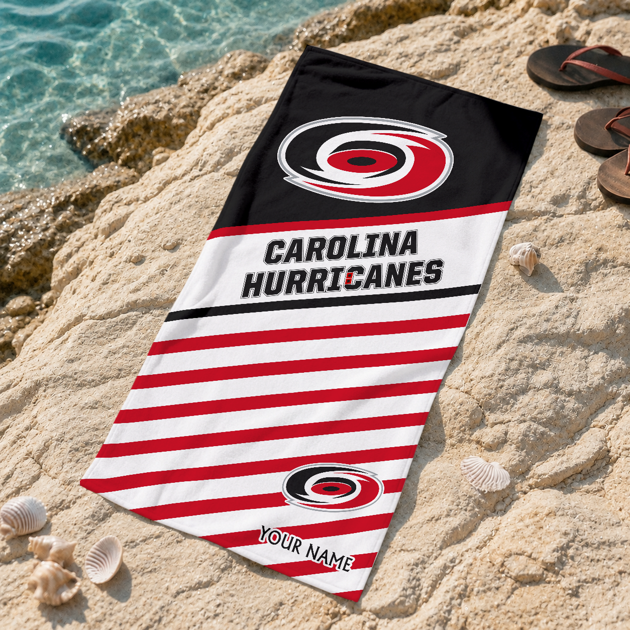LIMITED EDITION - NEW CUSTOMIZED NHL07 CLH CAROLINA HURRICANES BEACH TOWEL