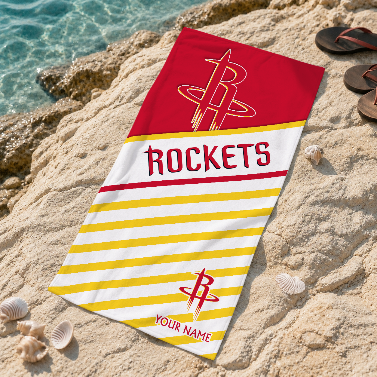 LIMITED EDITION - NEW CUSTOMIZED NBA07 HRO HOUSTON ROCKETS BEACH TOWEL FOR FAN