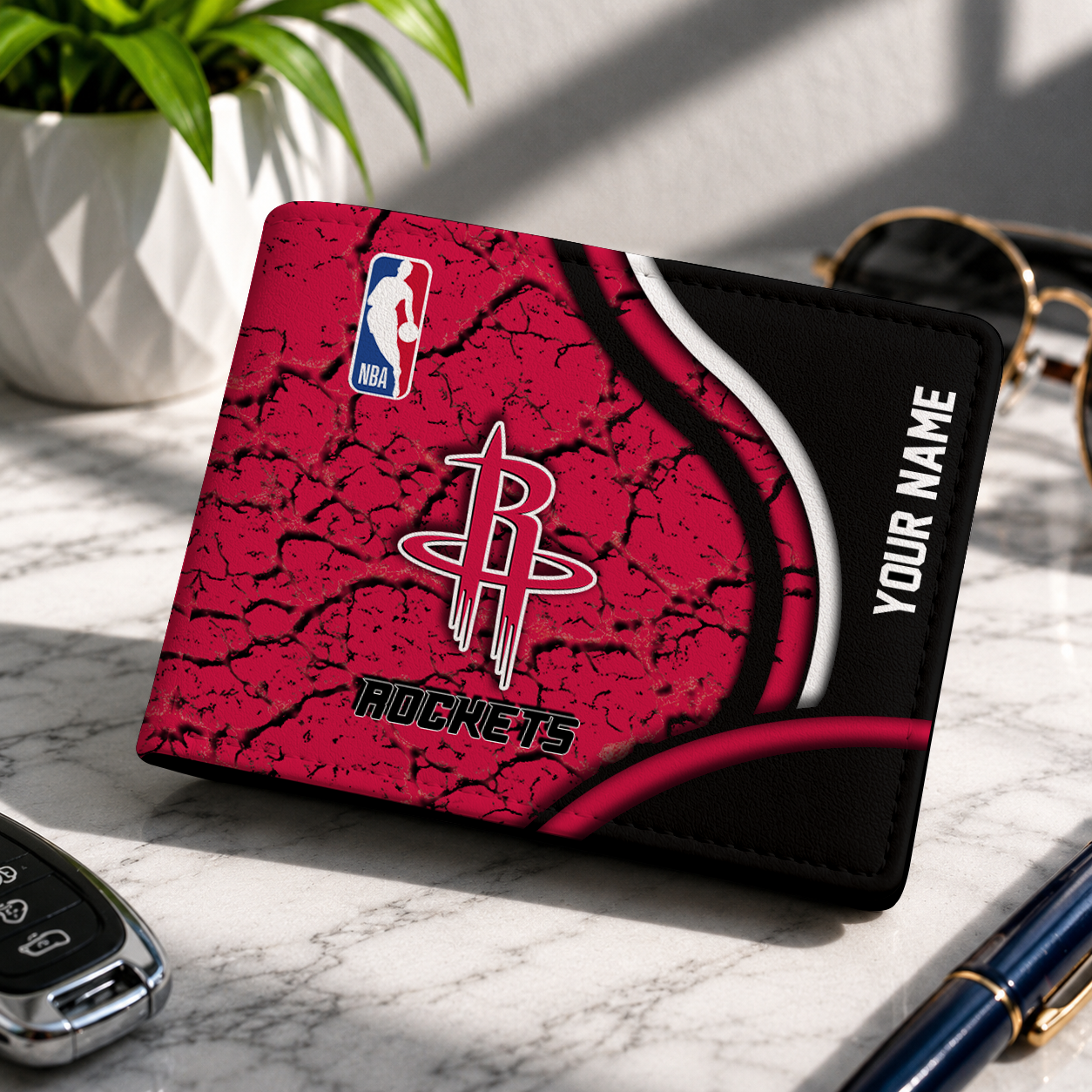VIRAL EDITION - NEW CUSTOMIZED NBA07 HRO HOUSTON ROCKETS LEATHER WALLET