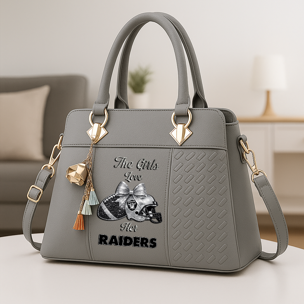 LIMITED EDITION - NEW CUSTOMIZED NFL07 LVR LAS VEGAS RAIDERS WOMEN'S ZIP HANDBAG MULTICOLOR