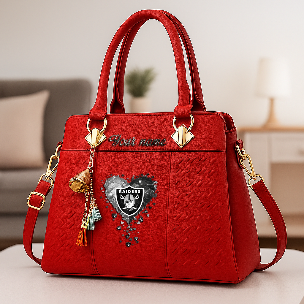 LIMITED EDITION - NEW CUSTOMIZED NFL07 LVR LAS VEGAS RAIDERS ZIP HANDBAG MULTICOLOR