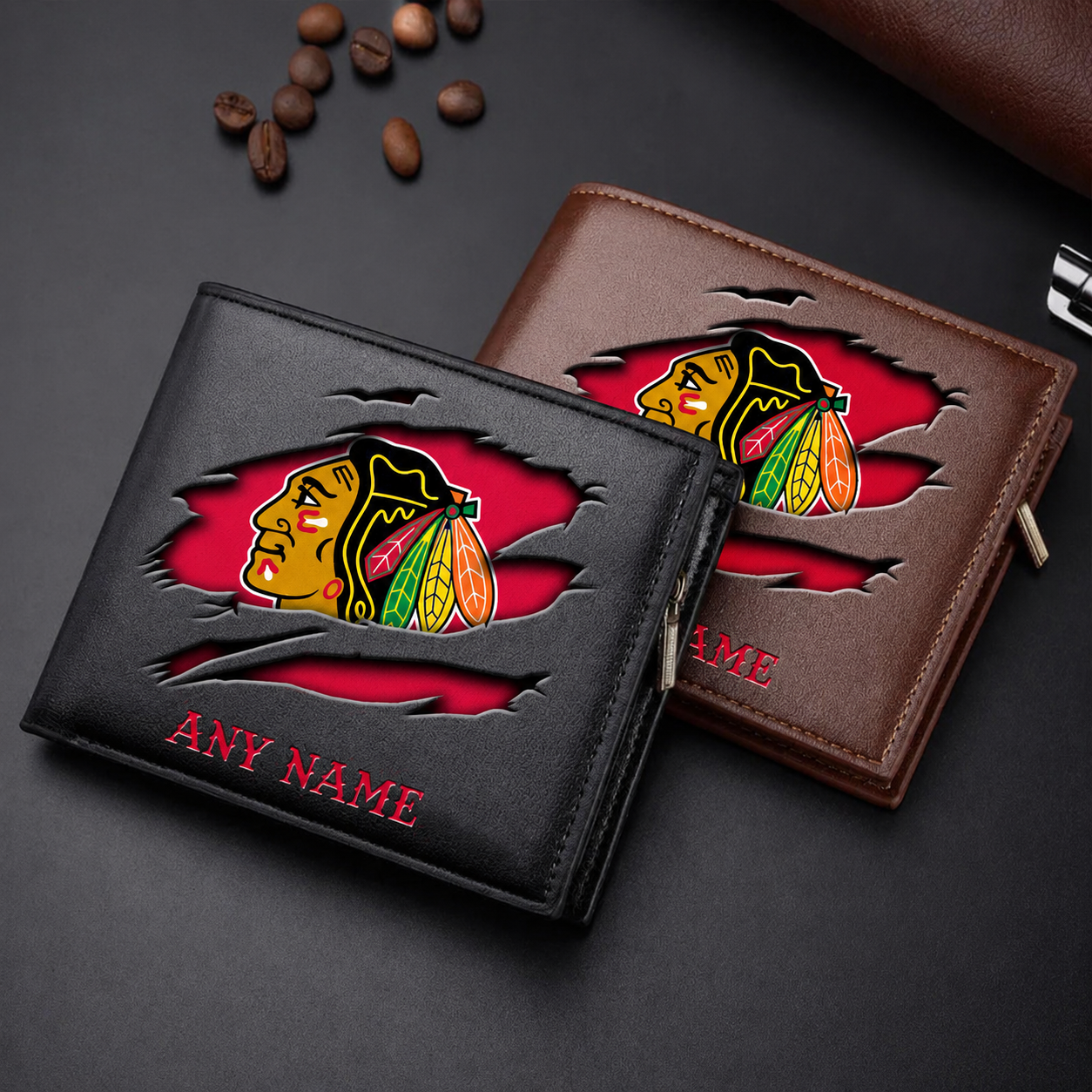 LIMITED EDITION - NEW CUSTOMIZED NHL08 CBH CHICAGO BLACKHAWKS LEATHER WALLET