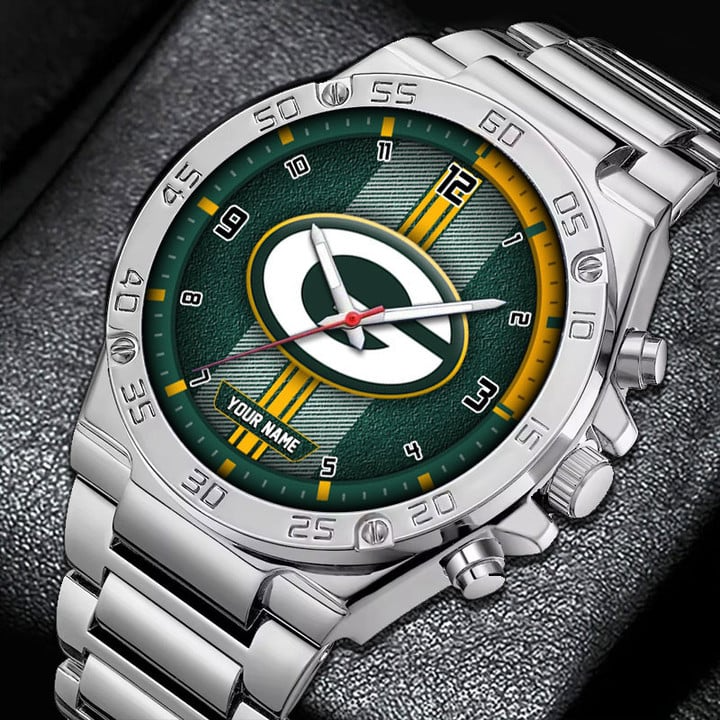 LIMITED EDITION - NEW CUSTOMIZED NFL08 GBP GREEN BAY PACKERS LUXURY STAINLESS STEEL WATCH