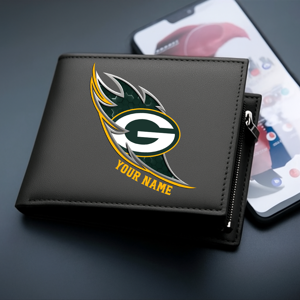 LIMITED EDITION - NEW CUSTOMIZED NFL08 GBP GREEN BAY PACKERS LEATHER WALLET
