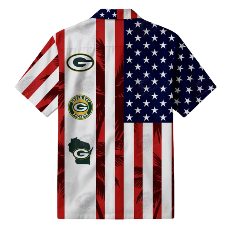 LIMITED EDITION - NEW CUSTOMIZED NFL08 GBP GREEN BAY PACKERS PATRIOTIC 250 USA HAWAIIAN SHIRT