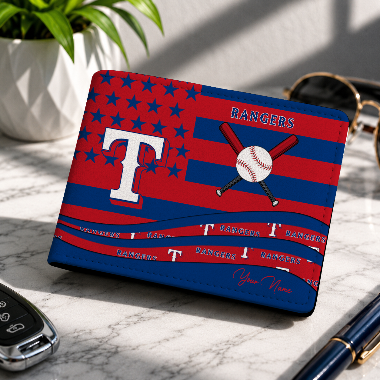 LIMITED EDITION - NEW CUSTOMIZED MLB08 TRS TEXAS RANGERS LEATHER WALLET