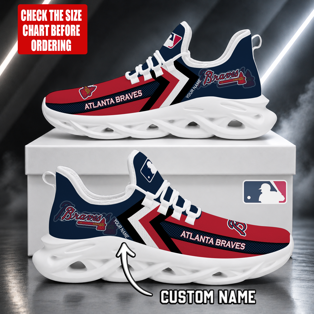 LIMITED EDITION - NEW CUSTOMIZED MLB09 ABS ATLANTA BRAVES MAX SOUL SHOES