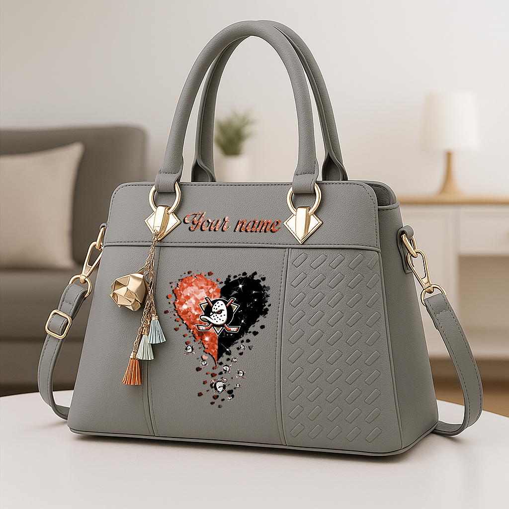 LIMITED EDITION - NEW CUSTOMIZED NHL09 AHD ANAHEIM DUCKS ZIP HANDBAG MULTICOLOR