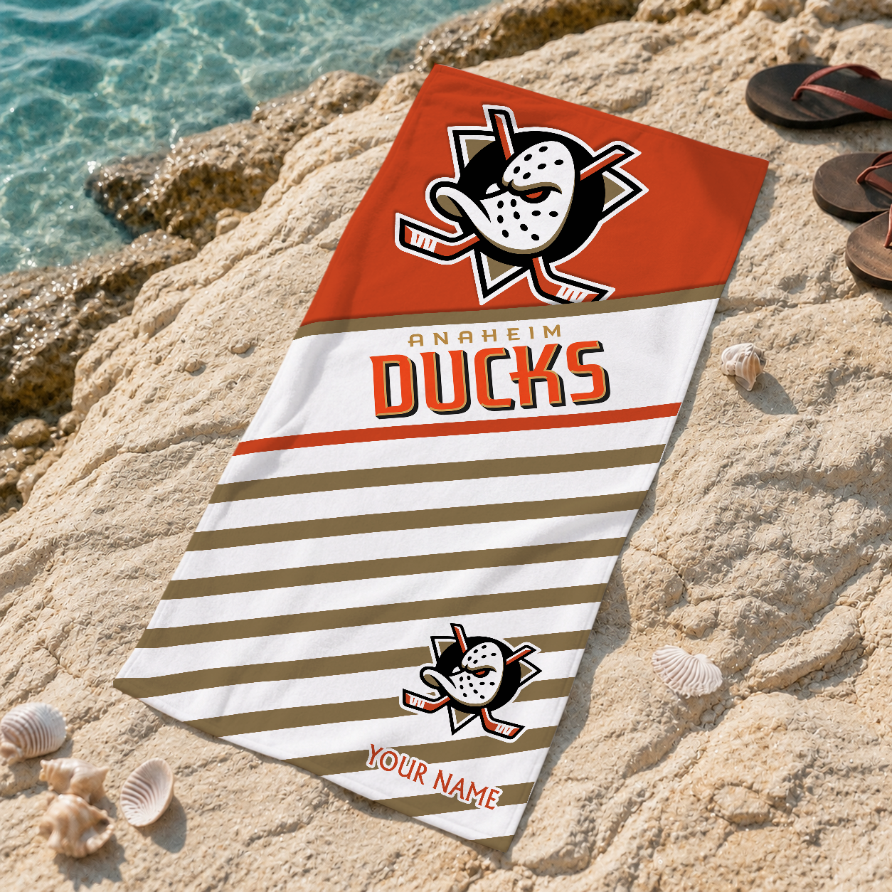 LIMITED EDITION - NEW CUSTOMIZED NHL09 AHD ANAHEIM DUCKS BEACH TOWEL