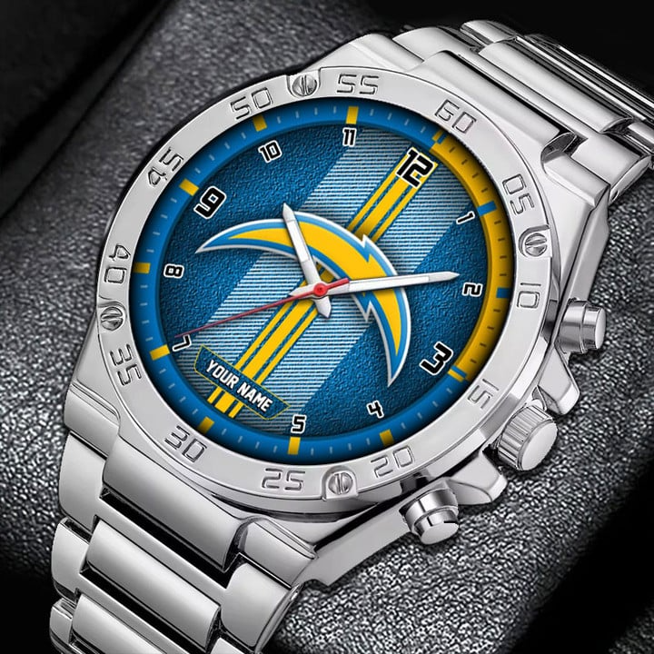 LIMITED EDITION - NEW CUSTOMIZED NFL09 LAC LOS ANGELES CHARGERS LUXURY STAINLESS STEEL WATCH