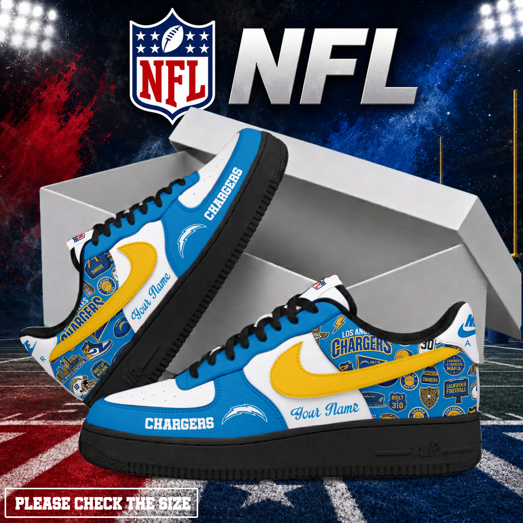 LIMITED EDITION - NEW CUSTOMIZED NFL09 LAC LOS ANGELES CHARGERS AF1 SHOES
