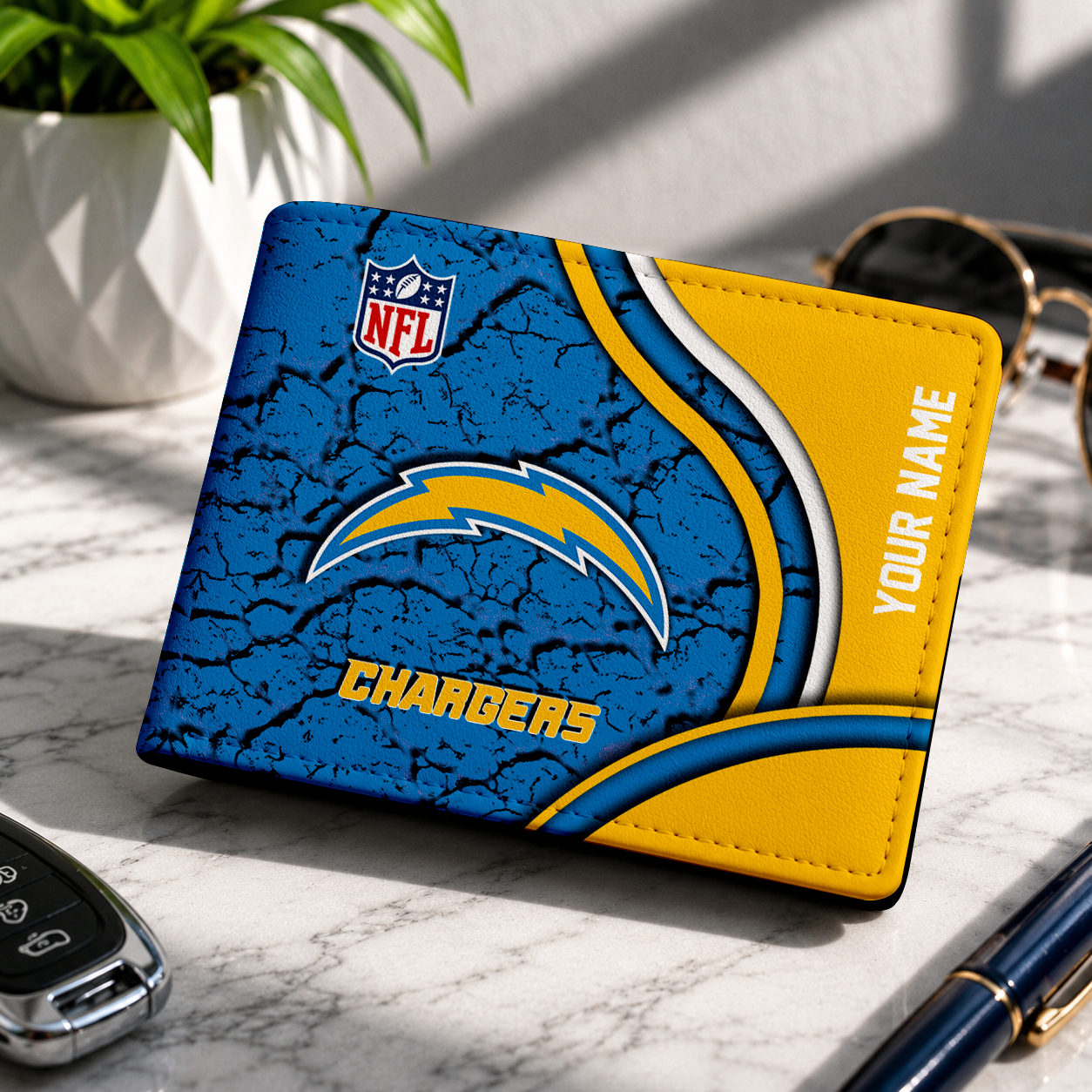 MEGA SALE - NEW CUSTOMIZED NFL09 LAC LOS ANGELES CHARGERS LEATHER WALLET