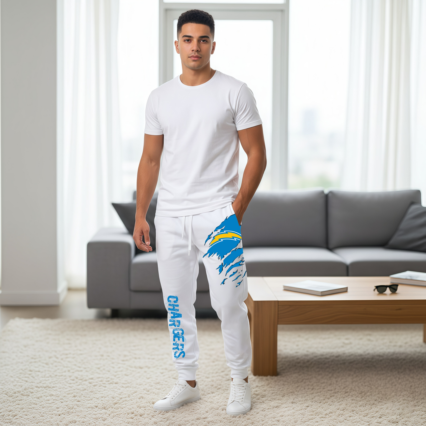 LIMITED EDITION - NEW PERSONALIZED NFL09 LAC LOS ANGELES CHARGERS JOGGERS