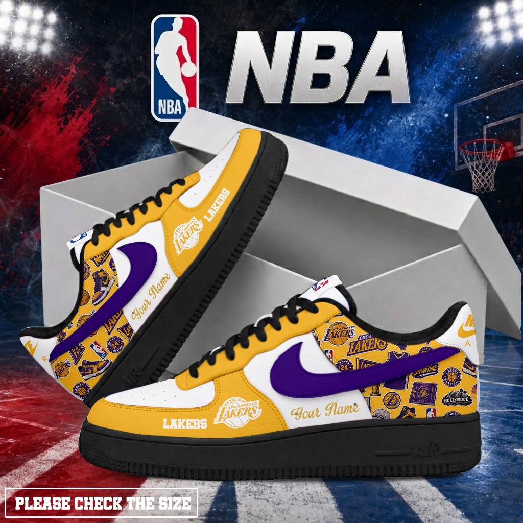 LIMITED EDITION - NEW CUSTOMIZED NBA09 LLA LOS ANGELES LAKERS AF1 SHOES