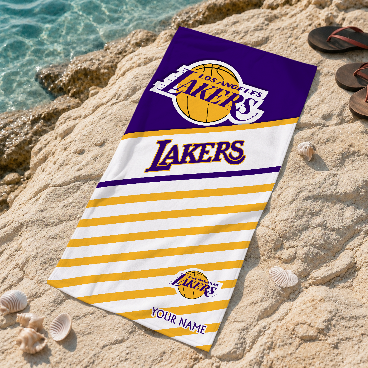 LIMITED EDITION - NEW CUSTOMIZED NBA09 LLA LOS ANGELES LAKERS BEACH TOWEL FOR FAN
