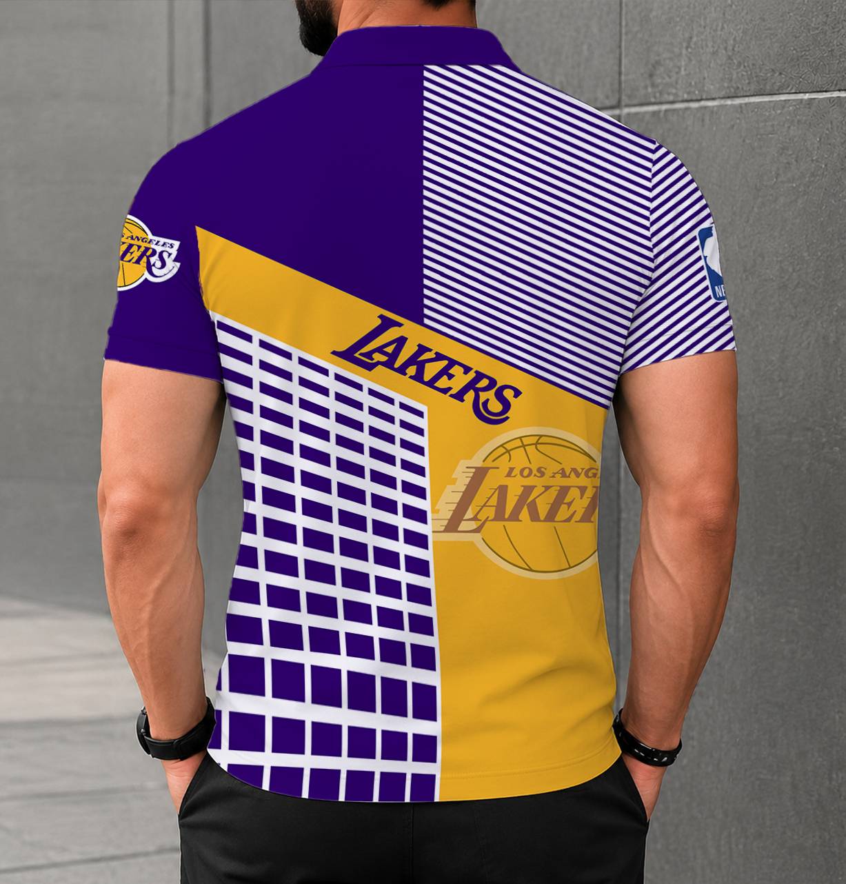LIMITED EDITION - NEW CUSTOMIZED NBA09 LLA LOS ANGELES LAKERS POLO SHIRT